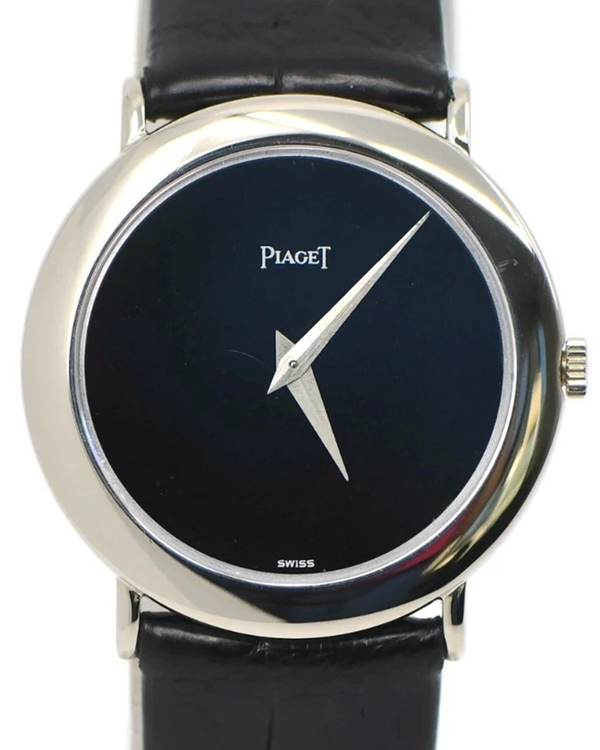 Piaget Vintage Ultra Thin 29MM Black Dial Leather Strap (9048)