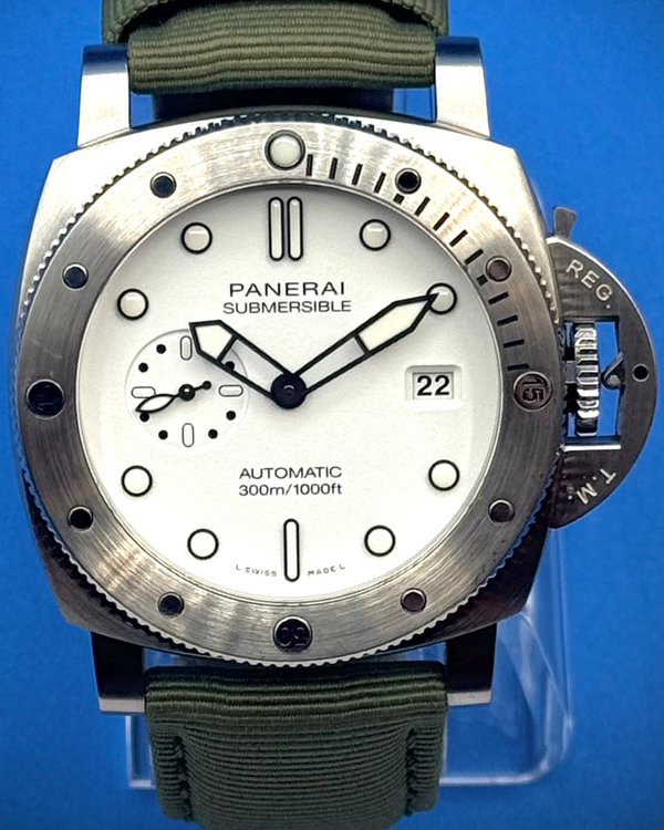 2023 Panerai Submersible Bianco 44MM White Dial Textile Strap (PAM01226)