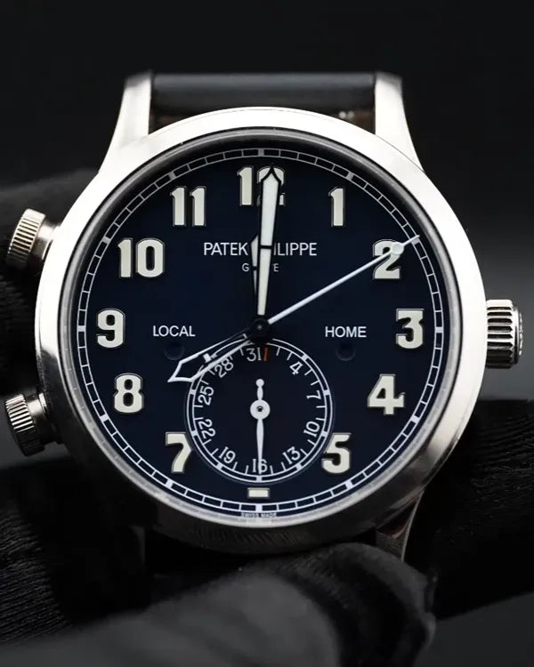 2020 Patek Philippe Calatrava Pilot Travel Time 42MM Blue Dial Leather Strap (5524G-001)