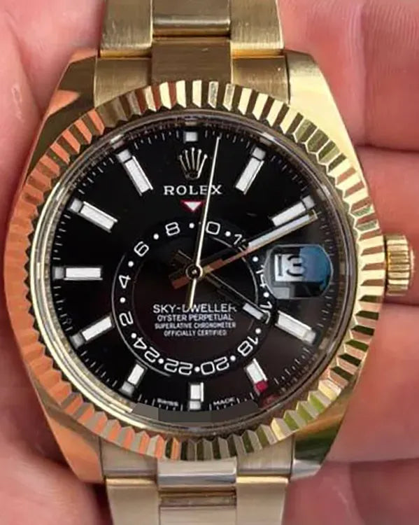 2022 Rolex Sky-Dweller 42MM Black Dial Yellow Gold Oyster Bracelet (326938)