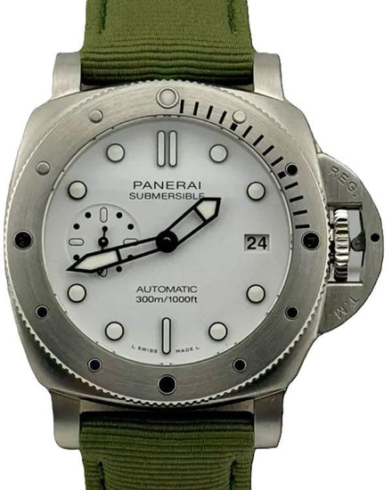 2025 Panerai Submersible Bianco 42MM White Dial Textile Strap (PAM02223)