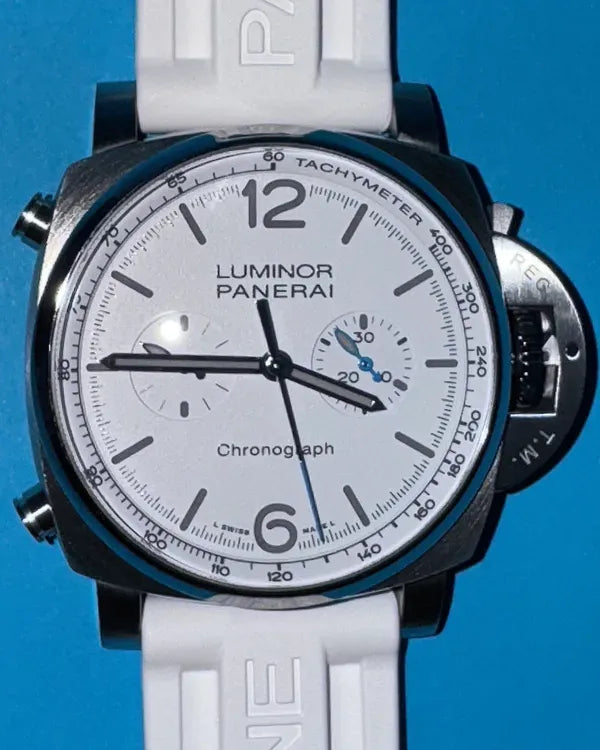 2025 Panerai Luminor Chrono 44MM White Dial Rubber Strap (PAM01218)