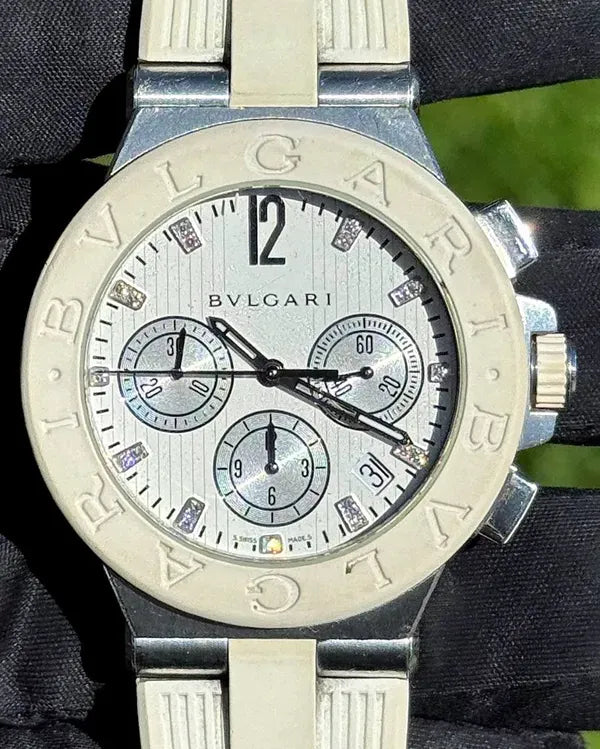 Bvlgari Diagono 44MM Silver Dial Rubber Strap (101801)
