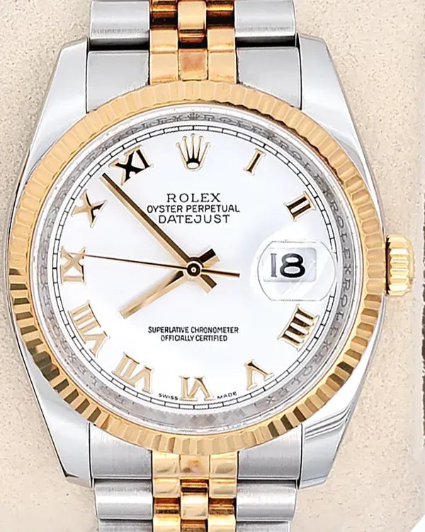 2010 Rolex Datejust 36MM White Dial Two-Tone Jubilee Bracelet (116233)