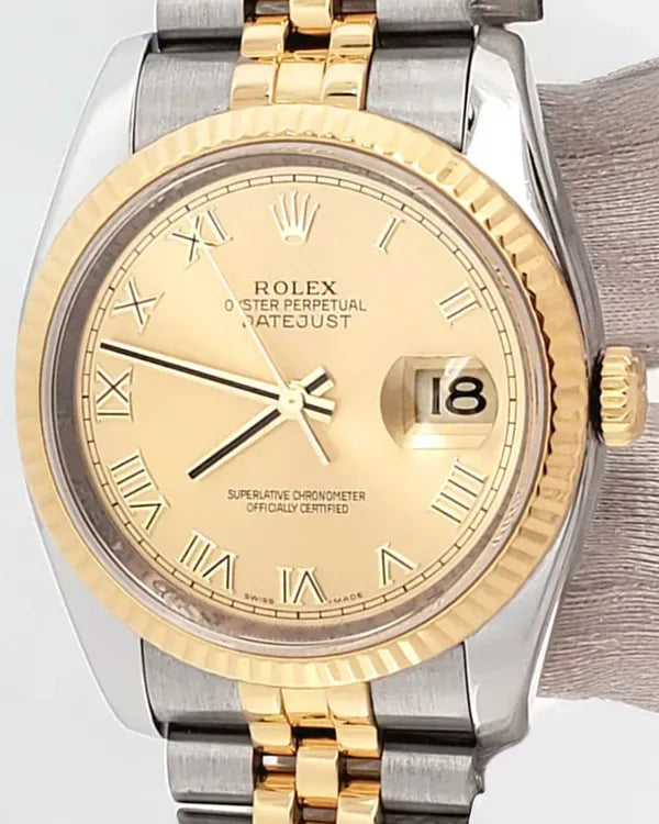 2010 Rolex Datejust 36MM Champagne Dial Two-Tone Jubilee Bracelet (116233)