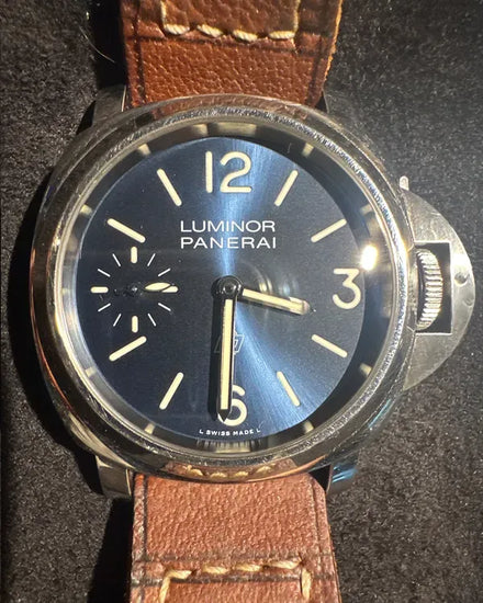 2022 Panerai Luminor Base Logo Blu Mare 44MM Blue Dial Leather Strap (PAM01085)