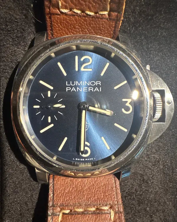 2022 Panerai Luminor Base Logo Blu Mare 44MM Blue Dial Leather Strap (PAM01085)