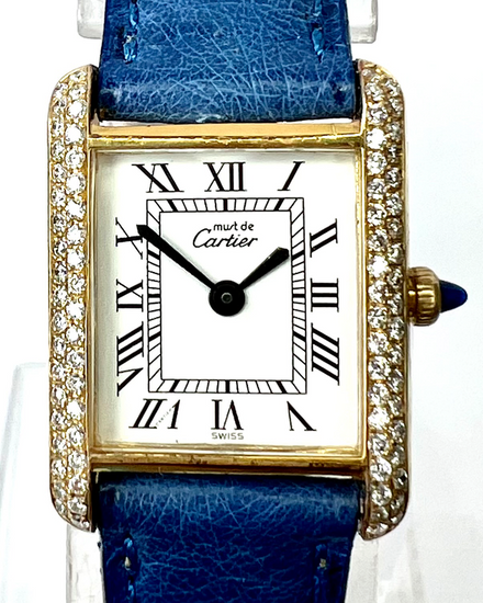 Cartier Must de Cartier Tank 21MM White Dial Leather Strap (2416)
