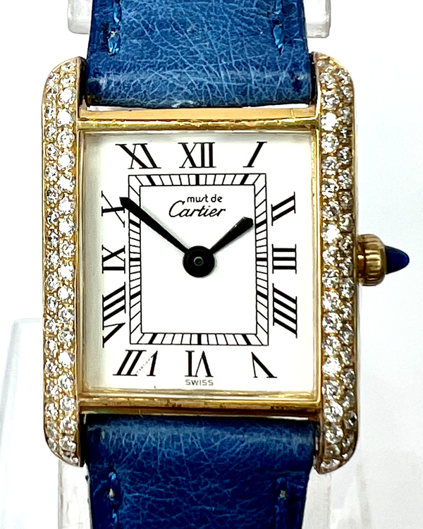 Cartier Must de Cartier Tank 21MM White Dial Leather Strap (2416)