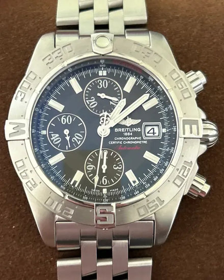 Breitling Galactic Chronograph 44MM Black Dial Steel Bracelet (A13364)