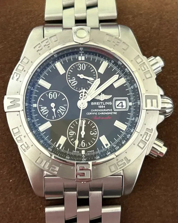 Breitling Galactic Chronograph 44MM Black Dial Steel Bracelet (A13364)