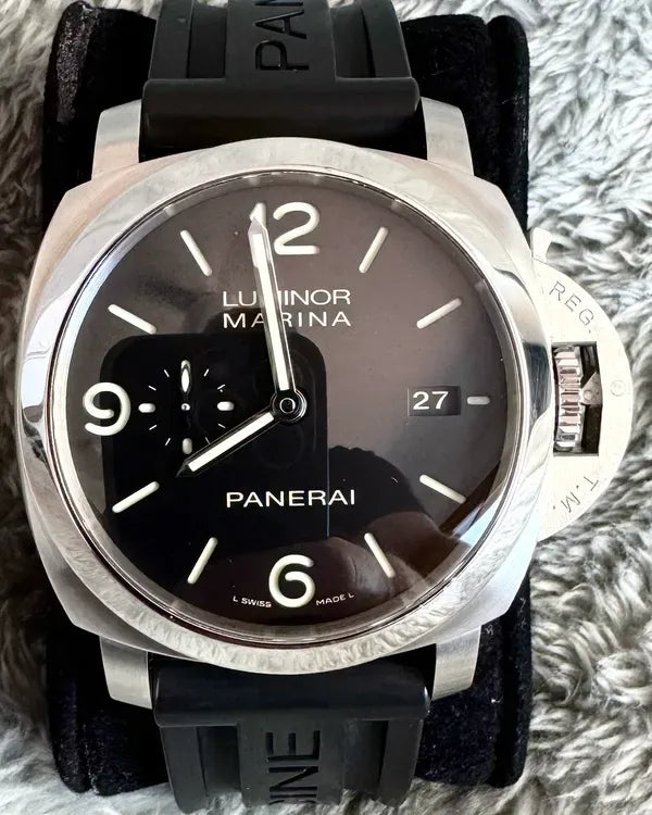 2017 Panerai Luminor Marina 1950 3 Days 44MM Black Dial Rubber Strap (PAM00312)