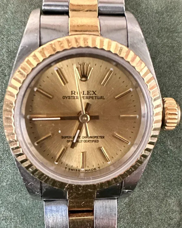 Rolex Oyster Perpetual 26MM Champagne Dial Two Tone Oyster Bracelet (76193)