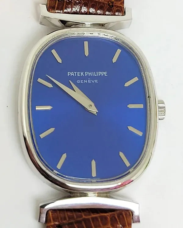 Patek Philippe Golden Ellipse 28MM Blue Dial Aftermarket Leather Strap (4226/1)