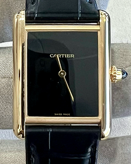 2023 Cartier Tank Louis Cartier 34MM Black Dial Leather Strap (WGTA0091)