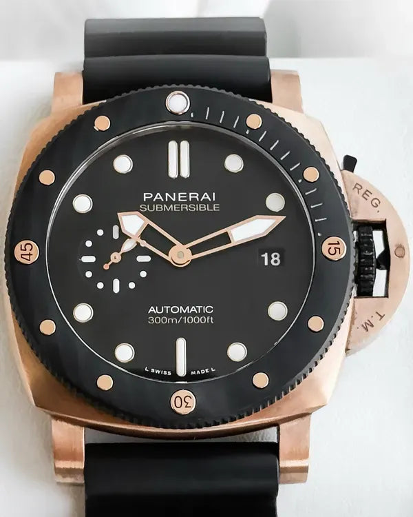 2022 Panerai Submersible Goldtech 44MM Black Dial Rubber Strap (PAM01070)