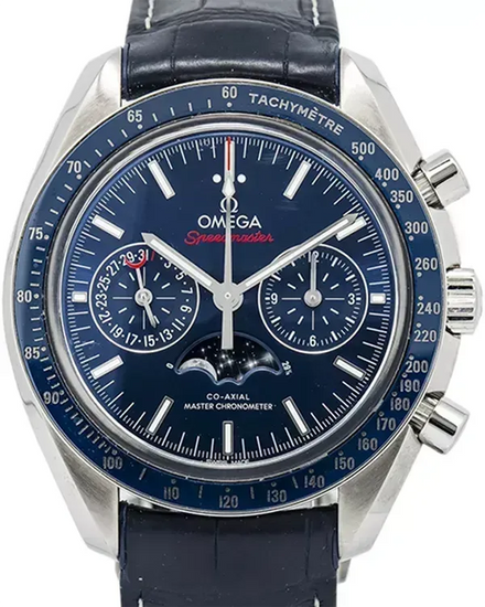 2022 Omega Speedmaster Moonphase 44MM Blue Dial Leather Strap (304.33.44.52.03.001)