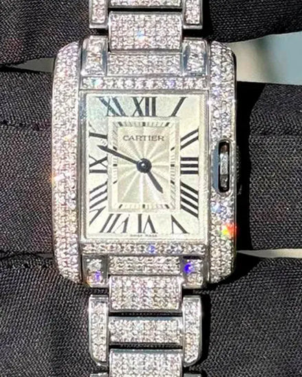 Cartier Tank Anglaise 22MM Quartz Silver Dial Aftermarket Diamonds Bracelet (W5310022)
