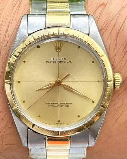 Rolex Oyster Perpetual Vintage 34MM Champagne "Zephyr" Dial Two-Tone Oyster Bracelet (1008)