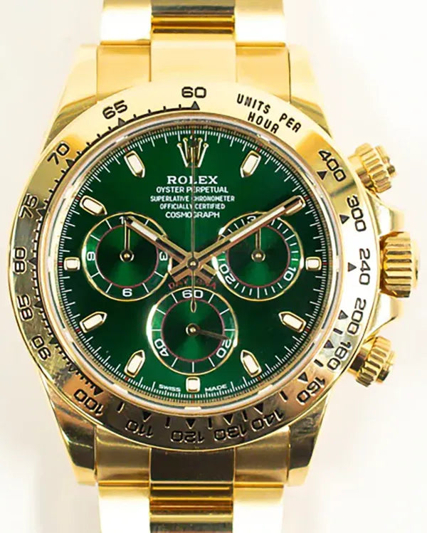 2018 Rolex Cosmograph Daytona 40MM Green "John Mayer" Dial Yellow Gold Oyster Bracelet (116508)