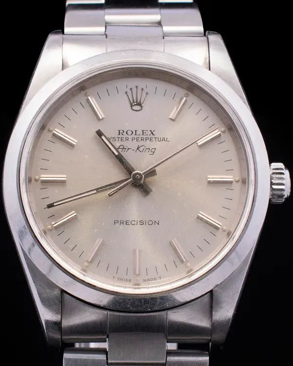 1998 (U Serial) Rolex Air-King 34MM Silver Dial Oyster Bracelet (14000)