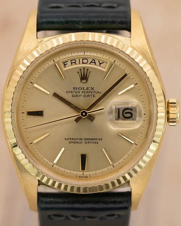 Rolex Day-Date 36MM Champagne Dial Aftermarket Leather Strap (1803)