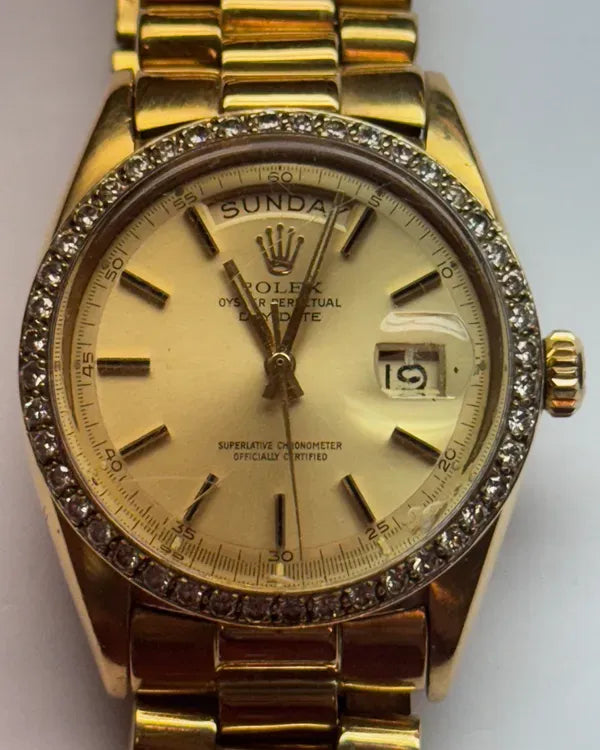 Rolex Day-Date 36MM Champagne "Pie Pan" Dial Yellow Gold President Bracelet (1803)