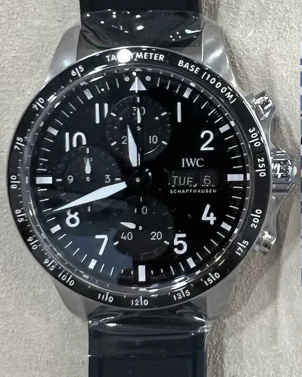 2025 IWC Schaffhausen Pilot AMG Chronograph 41MM Black Dial Rubber Strap (IW388305)