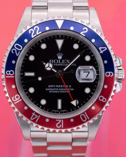 Rolex GMT-Master II "Pepsi" 40MM Black Dial Oyster Bracelet (16710)