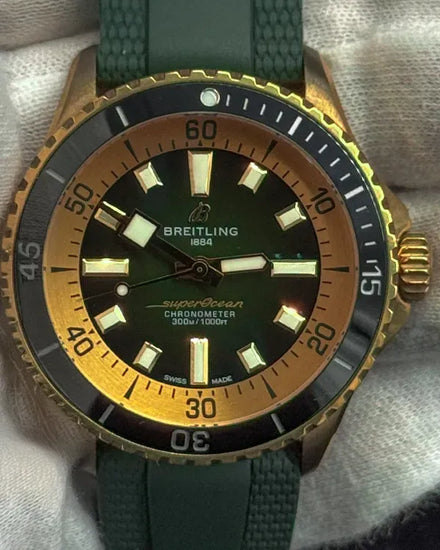 Breitling Superocean 42MM Green Dial Rubber Strap (N17375)
