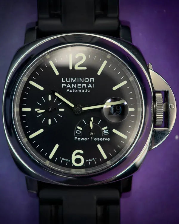 2007 Panerai Luminor Power Reserve 44MM Black Dial Rubber Strap (PAM00090)