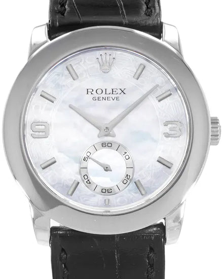 2003 Rolex Cellini Cellinium 35MM Mother Of Pearl Dial Leather Strap (5240/6)