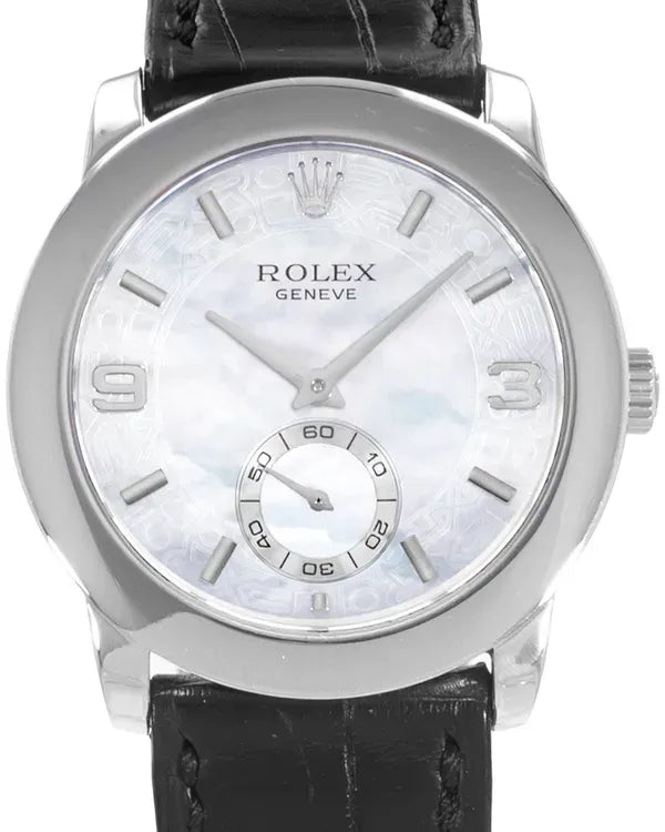 Rolex Cellini Cellinium 35MM Mother Of Pearl Dial Leather Strap (5240/6)