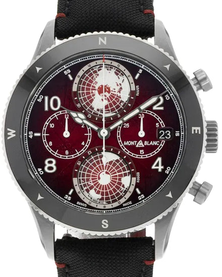 2024 Montblanc 1858 Geosphere Chronograph L.E. 44MM Red Dial Textile Strap (132303)