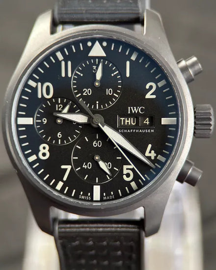 2024 IWC Schaffhausen Pilot Chronograph "Top Gun" Ceratanium 41MM Black Dial Rubber Strap (IW388106)