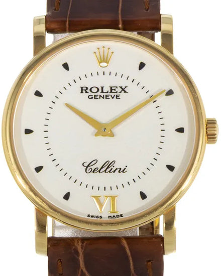 Rolex Cellini 32MM Silver Dial Leather Strap (5115)