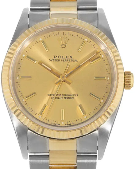 1996 Rolex Oyster Perpetual 34MM Champagne Dial Two-Tone Oyster Bracelet (14233)