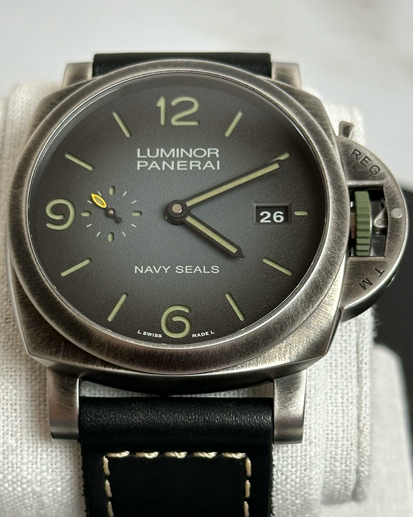 2024 Panerai Luminor Marina Navy SEALs 44MM Green Dial Leather Strap (PAM01412)