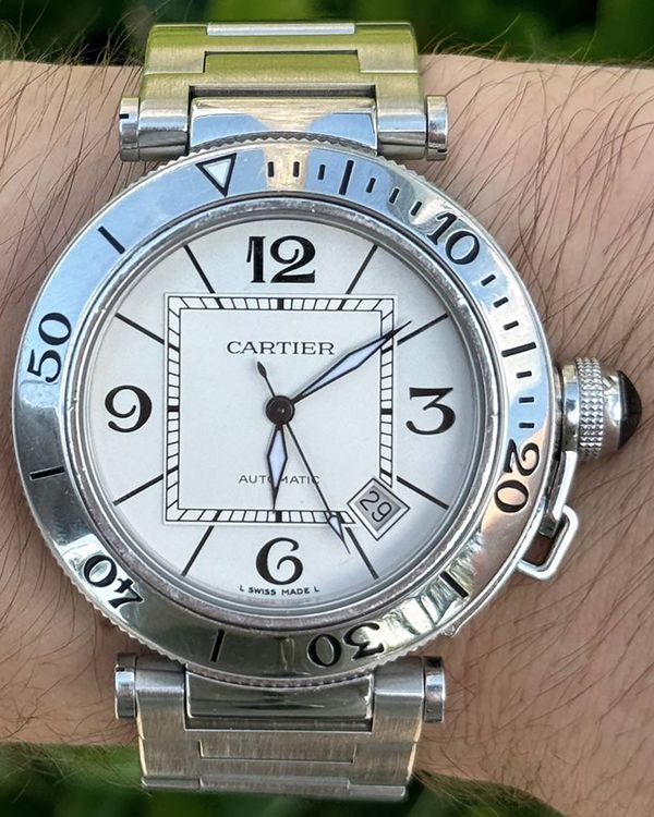 Cartier Pasha De Cartier Seatimer 40MM Silver Dial Steel Bracelet (W31080M7)