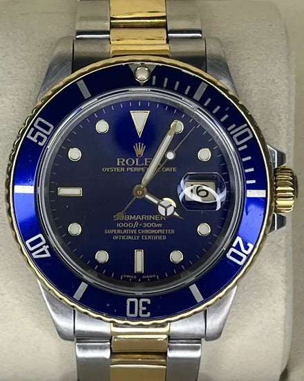 1988 (R Serial) Rolex Submariner Date "Bluesy" 40MM Blue Dial Two-Tone Oyster Bracelet (16803)