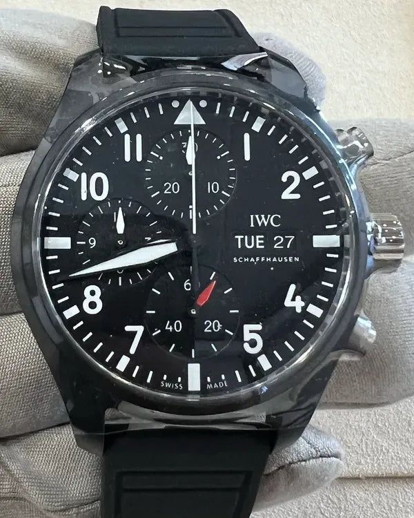 2025 IWC Schaffhausen Pilot Chronograph Top Gun 41MM Black Dial Rubber Strap (IW389401)
