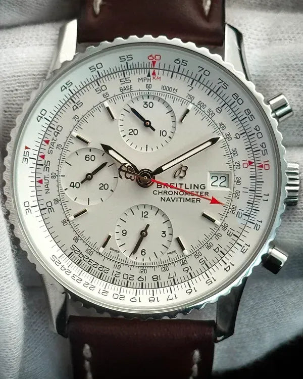 Breitling Navitimer Chronograph 41MM Cream Dial Leather Strap (A133)