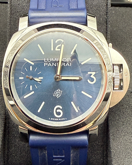 2021 Panerai Luminor Logo 44MM Blue Dial Rubber Strap (PAM01085)