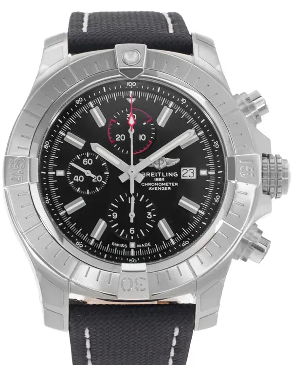 Breitling Super Avenger Chronograph 48MM Black Dial Steel Bracelet (A13375)