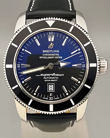 No Reserve - Breitling Superocean Heritage S.E. 46MM Black Dial Leather Strap (A17320)