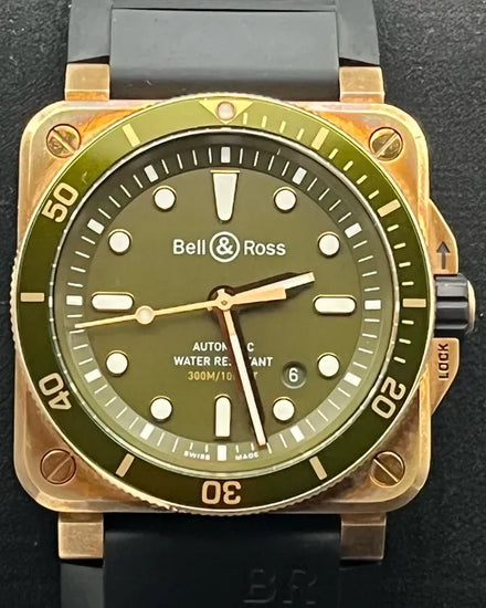 Bell & Ross BR 03 - 92 Diver Green Bronze L.E. 42MM Green Dial Rubber Strap (BR0392-D-G-BR/SCA)