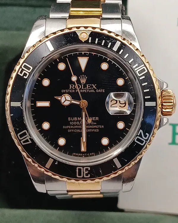1991 (X Serial) Rolex Submariner Date 40MM Black Dial Two-Tone Oyster Bracelet (16613)