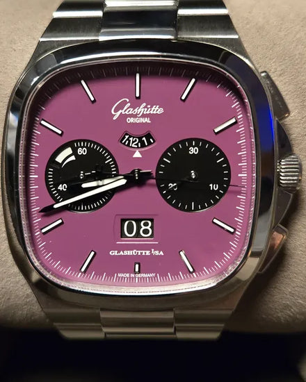 Glashütte Original Seventies Panorama Date L.E. 40MM Purple Dial Steel Bracelet (1-37-02-20-02-70)