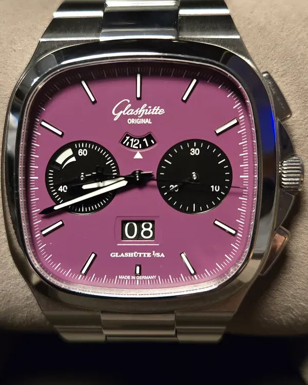 Glashütte Original Seventies Panorama Date L.E. 40MM Purple Dial Steel Bracelet (1-37-02-20-02-70)