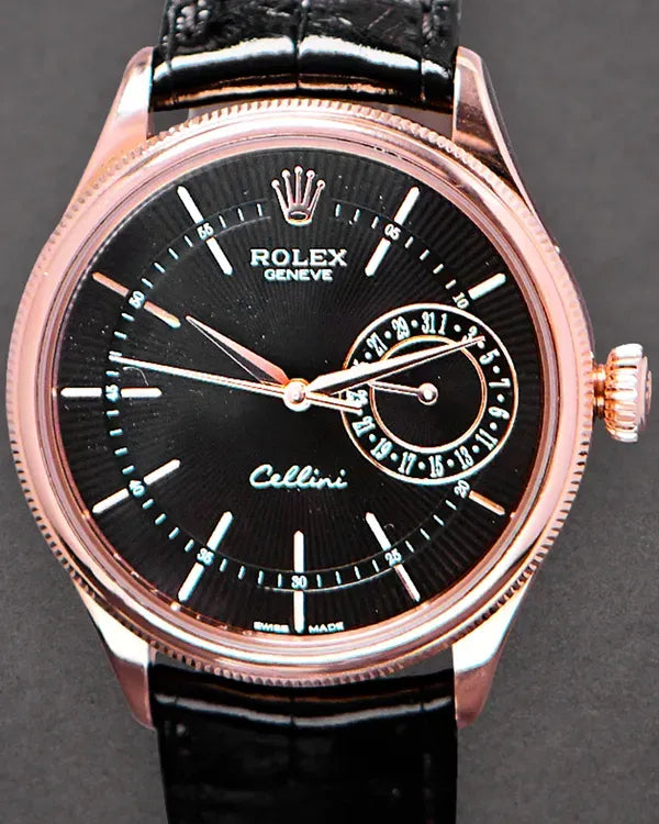 2019 Rolex Cellini 39MM Black Dial Leather Strap (50515)